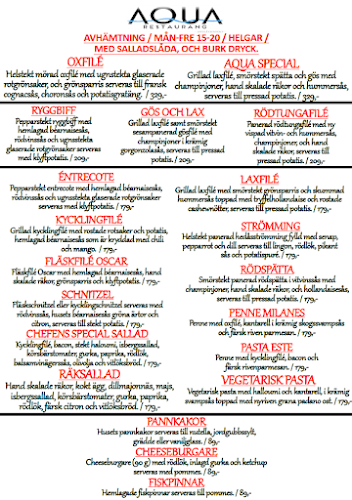 Aqua Restaurang & Bar - Hedåskiosken Open Times