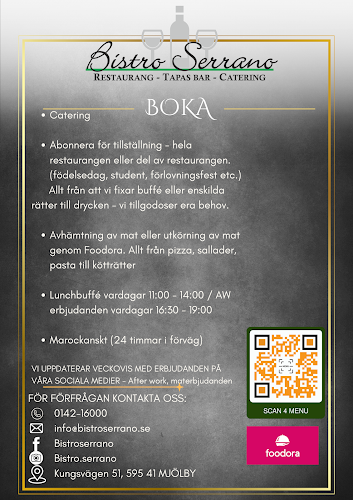 Opinii despre Bistro Serrano - Restaurang Mjölby în Mjölby - Gastronomi och hotellverksamhet