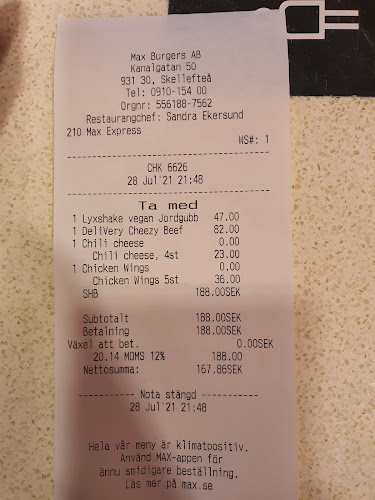 Reviews of Max Burgers in Skellefteå - Gastronomi och hotellverksamhet